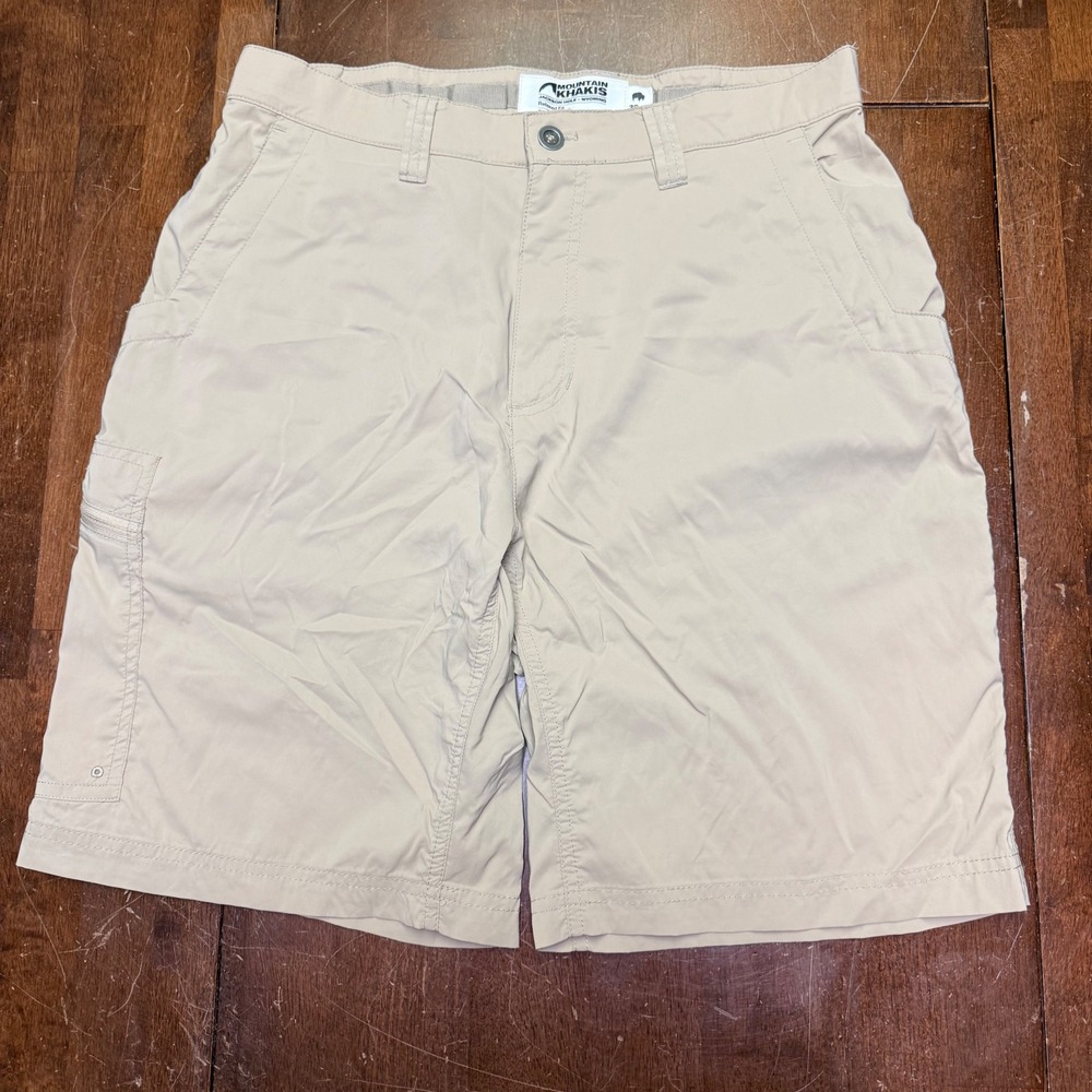 Mountain Khakis Relaxed Fit Shorts Mens 32 Tan Nylon Cargo Hiking